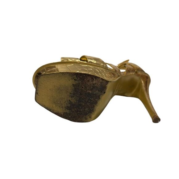 Saint Laurent Paris Gold Croc Embossed Leather Tribute Platform Sandals 36 US 6 - Picture 9 of 10